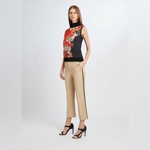 Elie Tahari Silk Sleeveless Mock Neck w/ Floral Pattern